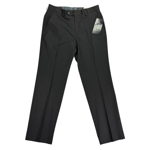 Sean John Mens Classic Fit Solid Flat Front Suit Pants Black 32x30 - Picture 1 of 4